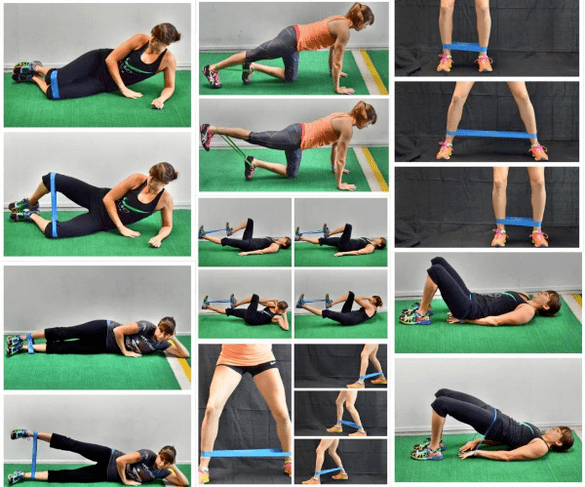 A series of exercises for morning exercises using an exercise band